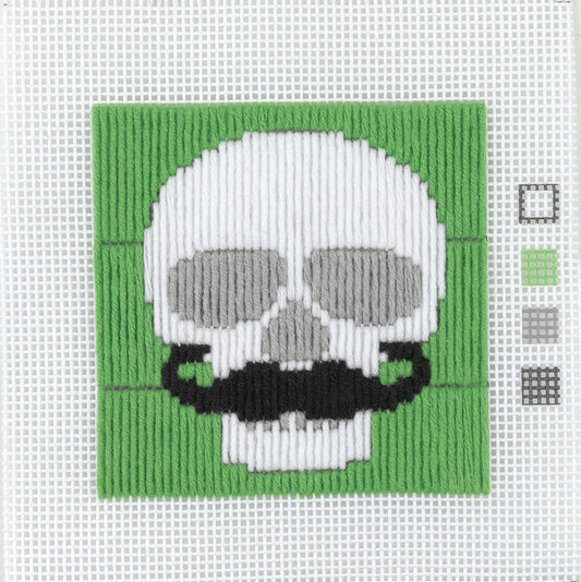 1st Kit, Long Stitch, Skull with Moustache