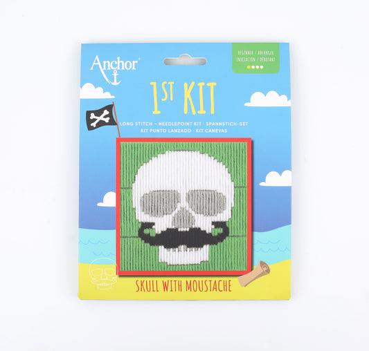 1st Kit, Long Stitch, Skull with Moustache