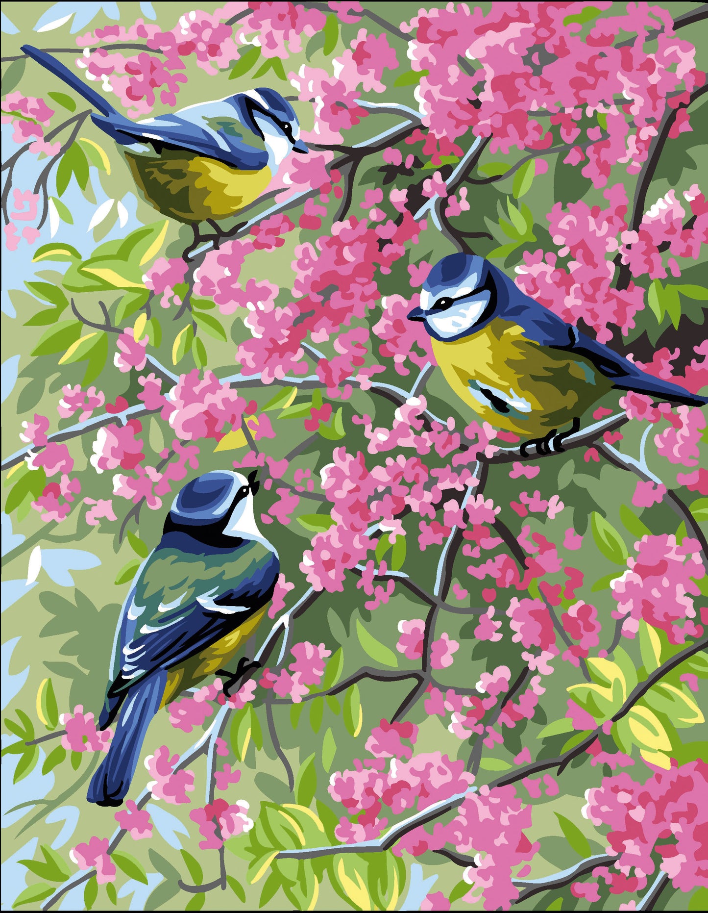 Royal Paris Blue "Chickadees & Flowers" Advanced Tapestry Canvas