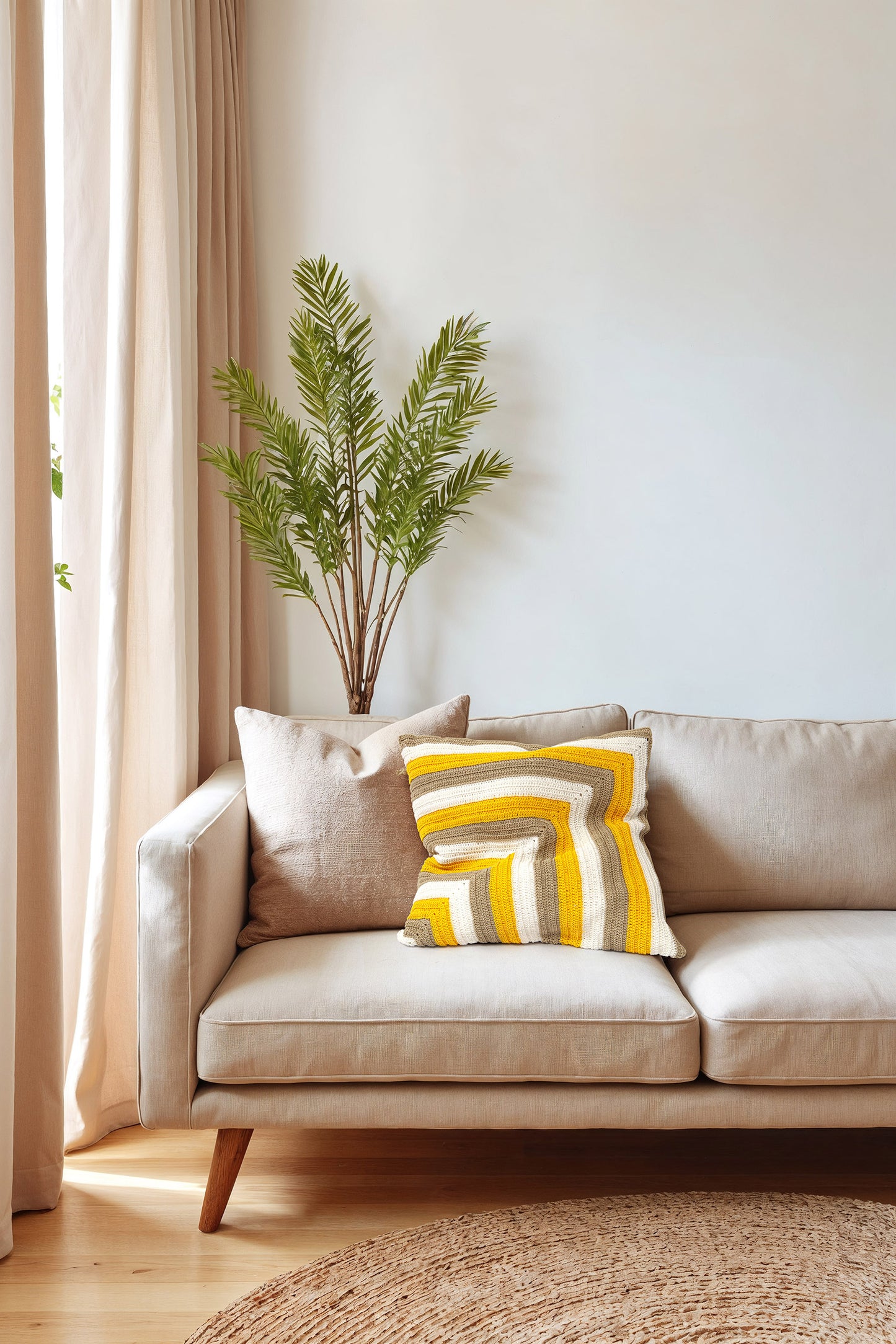 Anchor Freccia Striped Crochet Cushion