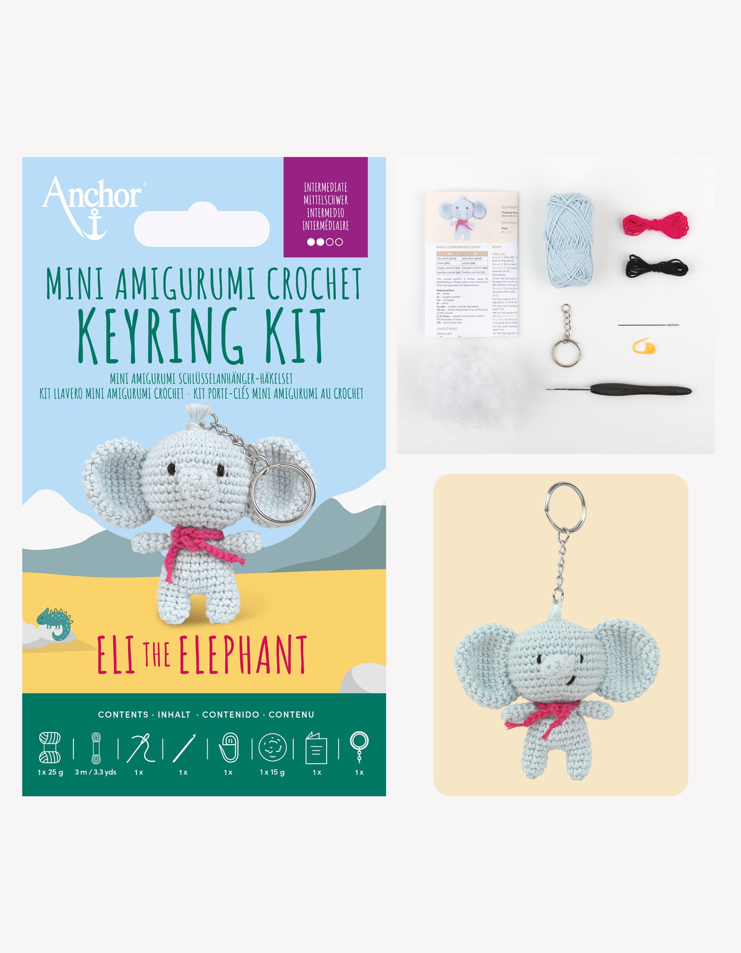 <tc>Kit porte-clés Eli l'éléphant – mini amigurumi</tc>