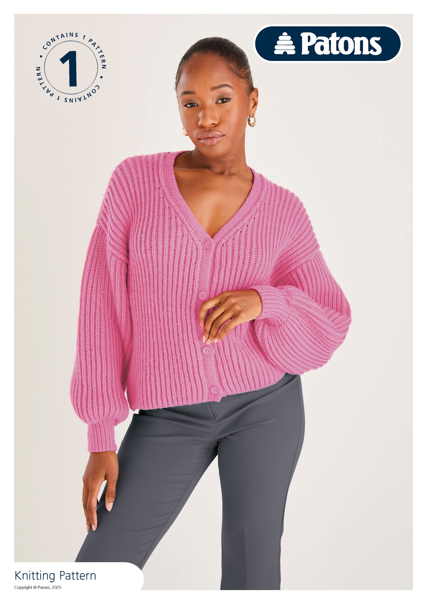 Patons Fab DK V Neck Rib Cardigan