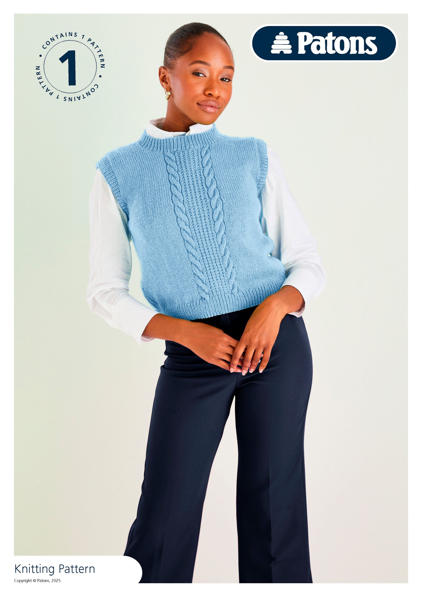 Patons Fab DK Sweater Vest with Cable Detail