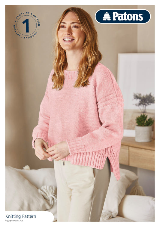 Patons Fab DK Boxy Sweater with Stepped Hem