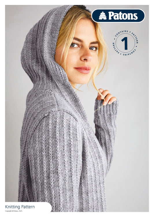 Patons Fab DK Longline Ribbed Cardigan with Hood