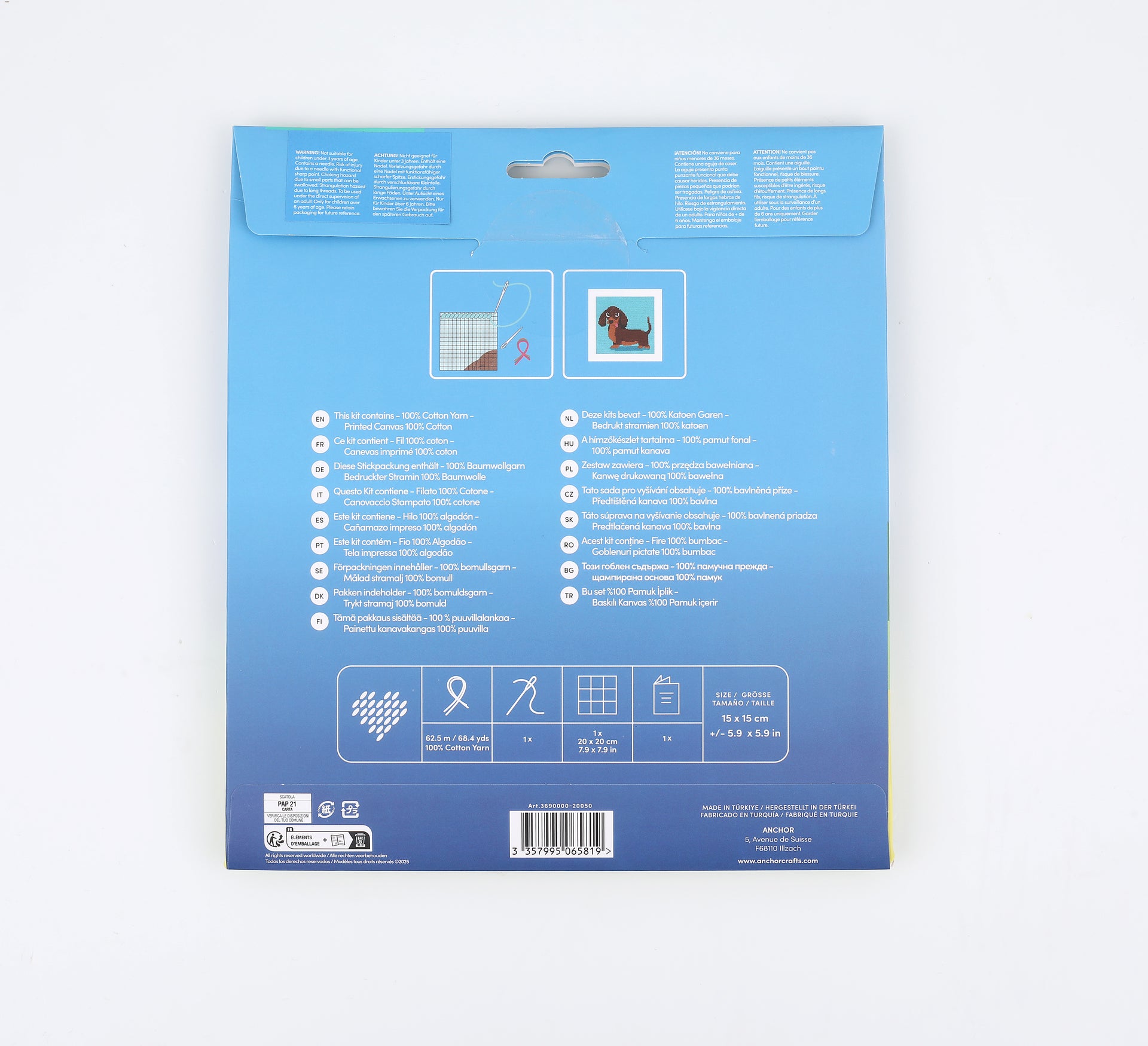 Kit Tappezzeria Per Bambini ANCHOR - 15x15cm, Punto Arazzo, Ideale Per Principianti