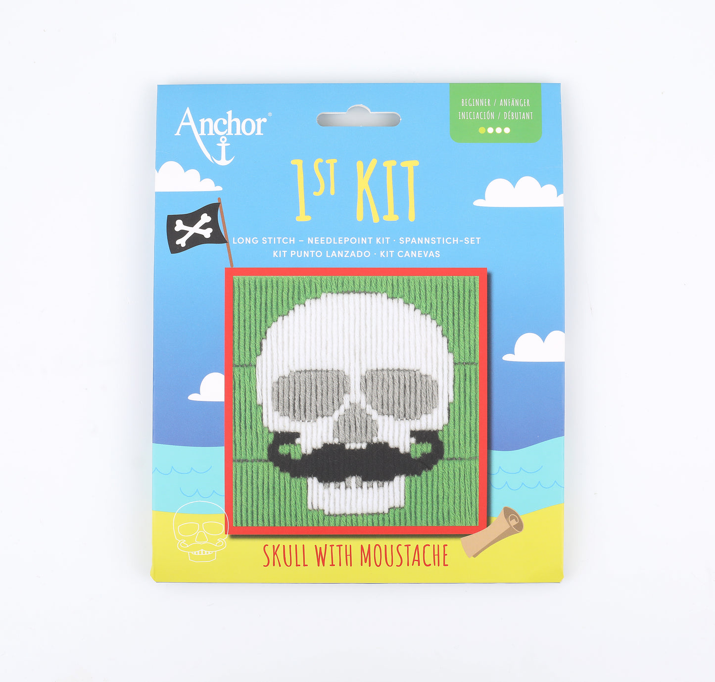 1st Kit, Long Stitch, Skull with Moustache