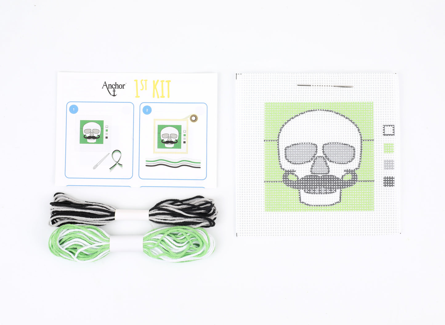1st Kit, Long Stitch, Skull with Moustache