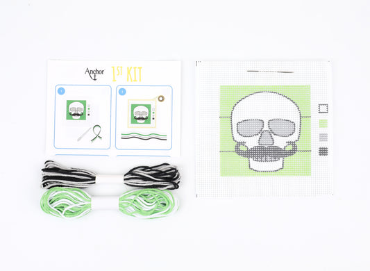 1st Kit, Long Stitch, Skull with Moustache