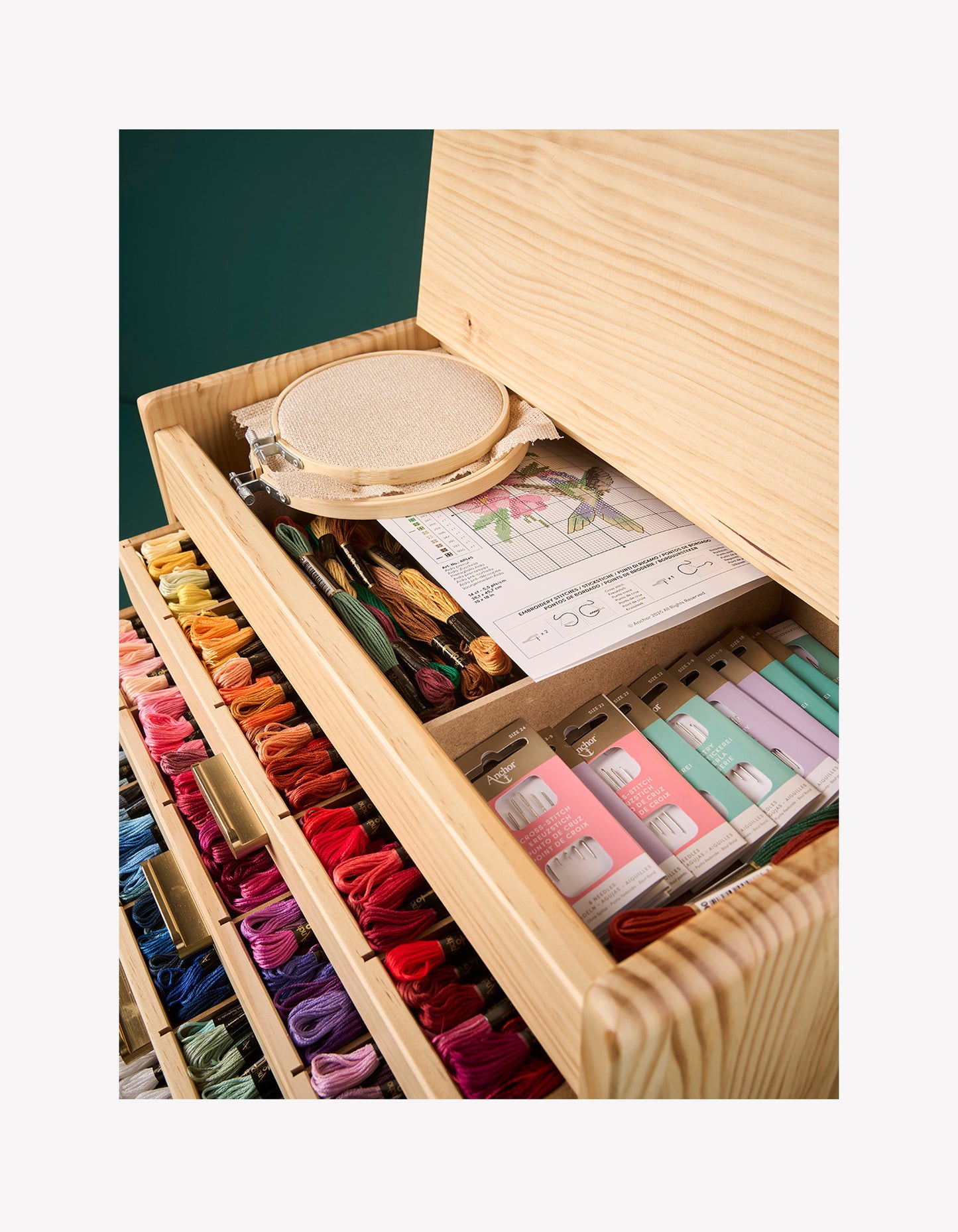 <tc>Große Anchor Holzkommode
mit 489 Garnsträngen</tc>