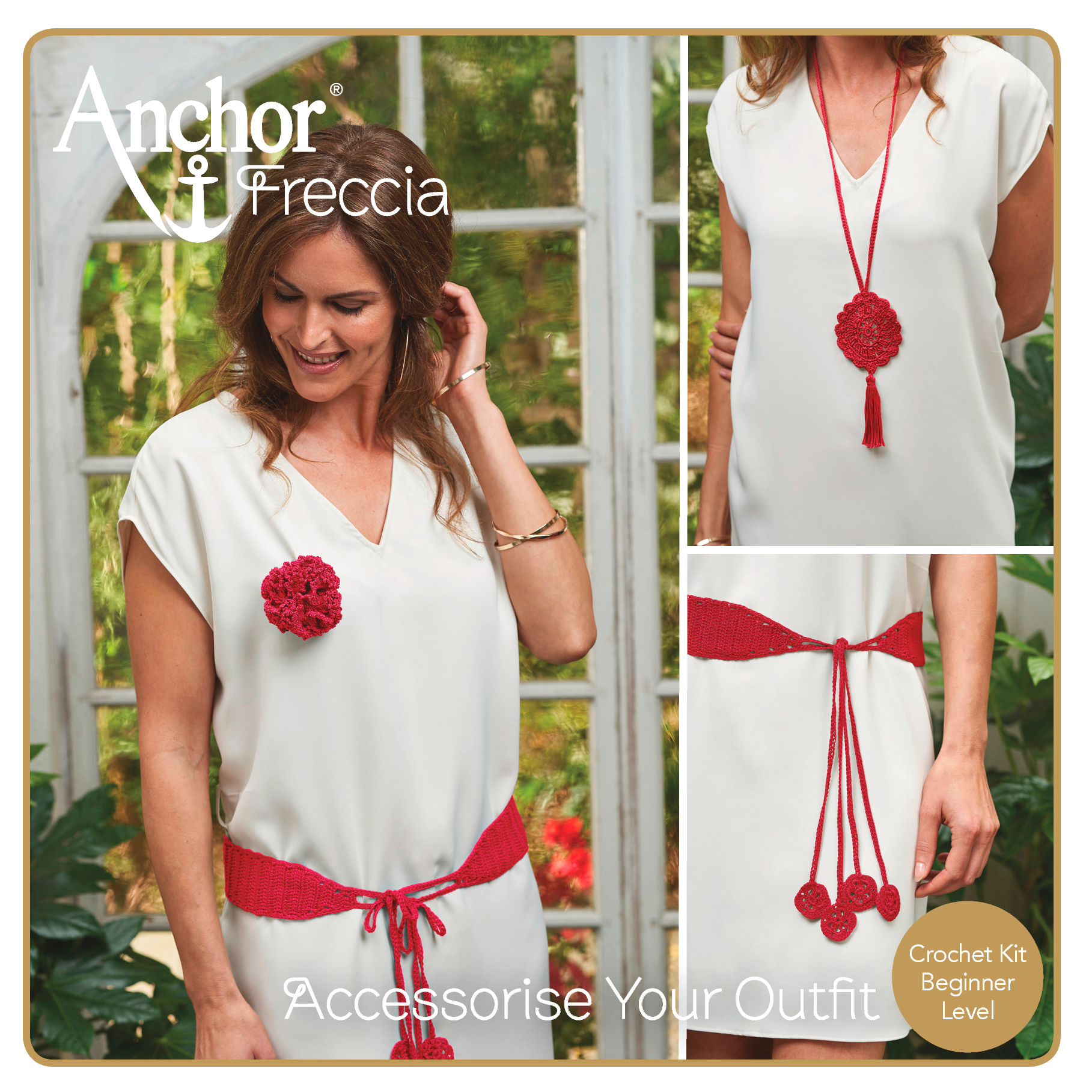 Freccia Look set Belt, Necklace & Brooch Fuchsia