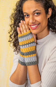 Circus wrist warmers pattern made with Anchor Cotton 'n' Wool yarn