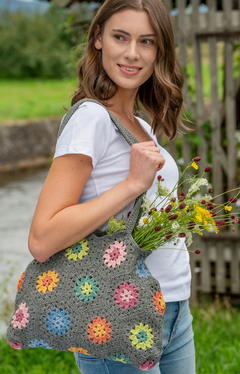 Adorable floral bag made with Anchor Cotton 'n' Wool yarn